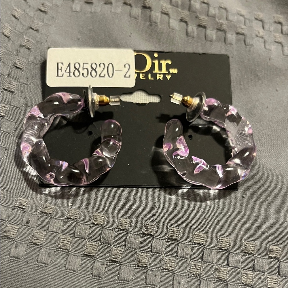 nOir Jewelry Translucent Pink Hoop Earrings